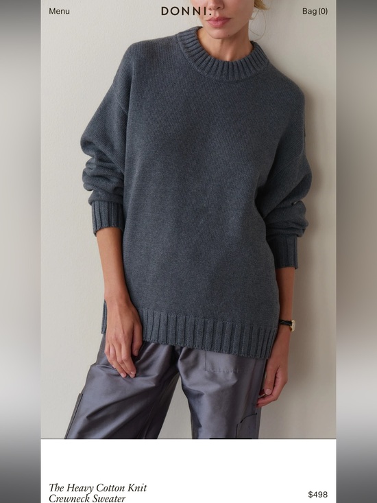 DONNI. Sweaters - DONNI. Charcoal Grey Cotton-Cashmere Crewneck Sweater